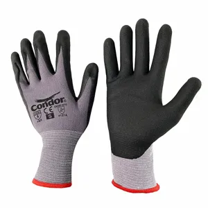 CONDOR 60WF86 Coated Glove, XS, Sandy, Nitrile, Knit Cuff, 1 Pair | CR2CQC