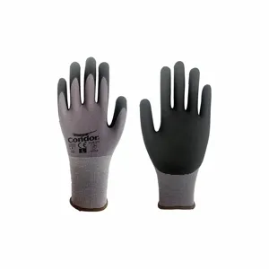 CONDOR 60WF89 Coated Glove, L, Sandy, Nitrile, Knit Cuff, 1 Pair | CR2CLG