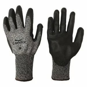 CONDOR 61CV68 Cut-Resistant Glove, 2Xl, Smooth, Polyurethane, Palm, Ansi Abrasion Level 4, Knit Cuff | CR2CUT