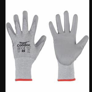 CONDOR 61JC45 Knit Gloves, Size L, ANSI Cut Level A2, Palm, Dipped, Polyurethane, HPPE, 1 Pair | CR2CHL
