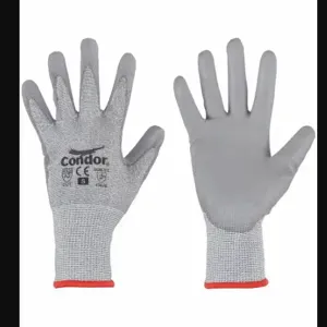 CONDOR 61JC43 Knit Gloves, Size S, ANSI Cut Level A2, Palm, Dipped, Polyurethane, HPPE, 1 Pair | CR2CHV