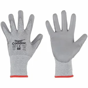 CONDOR 61JC44 Knit Gloves, Size M, ANSI Cut Level A2, Palm, Dipped, Polyurethane, HPPE, 1 Pair | CR2CHQ