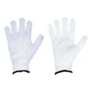 CONDOR 9XW97 Knit Gloves, Size L, Dotted, PVC, Palm, Dotted, Cotton, Full Finger, White, 1 Pair | CR2CRH