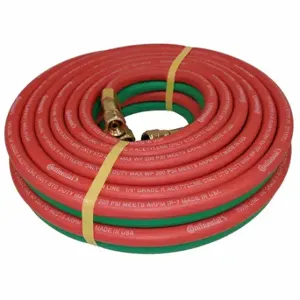 CONTINENTAL TWR-04-012BB Tw Inch Lengthine Welding Hose, 1/4 Inch Heightose Inside Dia, Green, Red, BB x BB | CR2KUV 61DV59