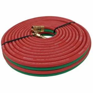 CONTINENTAL TWR-04-100BB Tw Inch Lengthine Welding Hose, 1/4 Inch Heightose Inside Dia, Green, Red, BB x BB | CR2KUZ 61DV62