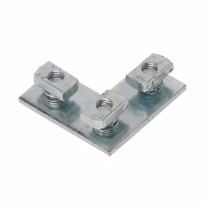 COOPER B-LINE B140PAZN Corner Plate, Three Holes, 3.5 x 3.5 x 1.62 Inch Size, Steel, Electro Plated | CH7WNM