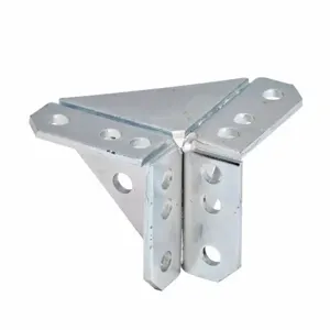 COOPER B-LINE B362SS4 Double Corner Gussetted Connection, Eight Holes, 4 x 4 x 1.62 Inch Size, 304SS | CH7NGH