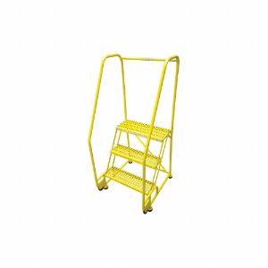 COTTERMAN 3TR26A6E10B8C2P6 Tilt and Roll Ladder, 3 Step, Perforated Tread, 60 Inch Height, 450 Lbs Load | CE9DMZ 21VC12