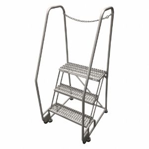 COTTERMAN 3STR26A6E20B8D3C1P6 Tilt and Roll Ladder, 3 Step, Perforated Tread, 60 Inch Height, 350 Lbs Load | CE9DNE 21VA90