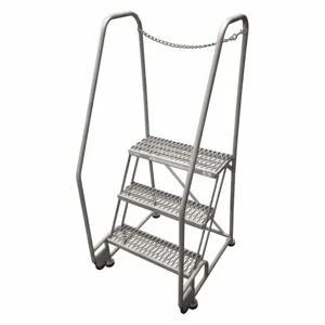 COTTERMAN 3TR18A3E10B8D3C1P6 Tilt and Roll Ladder, 3 Step, Serrated Step Tread, 60 Inch Height, 450 Lbs Load | CE9DMK 21VA96