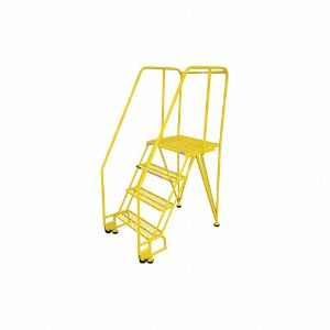 COTTERMAN 4STR26A3E20B8C2P6 Tilt and Roll Ladder, 4 Step, Serrated Step Tread, 70 Inch Height, 350 Lbs Load | CE9DLK 21VC80