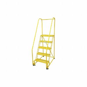 COTTERMAN 5TR18A3E20B8C2P6 Tilt and Roll Ladder, 5 Step, Serrated Step Tread, 80 Inch Height, 450 Lbs Load | CE9DJW 21VD51