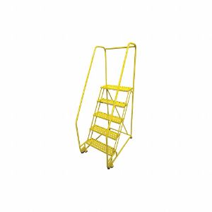 COTTERMAN 5TR26A1E10B8C2P6 Tilt and Roll Ladder, 5 Step, Expanded Metal Tread, 80 Inch Height | CE9DKX 21VD57