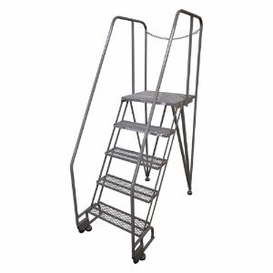 COTTERMAN 5STR26A3E20B8D3C1P6 Tilt and Roll Ladder, 5 Step, Serrated Step Tread, 80 Inch Height, 350 Lbs Load | CE9DKD 21VD41