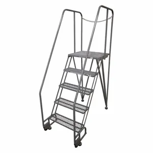 COTTERMAN 4STR26A3E20B8D3C1P6 Tilt and Roll Ladder, 4 Step, Serrated Step Tread, 70 Inch Height, 350 Lbs Load | CE9DLL 21VC81