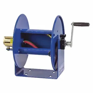 COXREELS 112WL-1-100 Hand Crank Hose Reel, 100 ft., 1/4 Inch I.D., 200 psi Max Op Pressure, Brass, Blue | CF3KZT 33N139