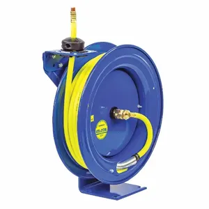 COXREELS EZ-P-LP-450-HV Spring Return Hose Reel, 50 ft. Length, 1/2 Inch I.D., 1/2 Inch MNPT, Brass, Blue | CF3KVR 60GW25