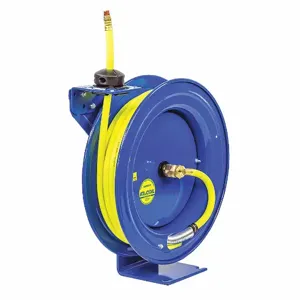 COXREELS EZ-SH-350-HV Spring Return Hose Reel, 50 ft. Length, 3/8 Inch I.D., 3/8 Inch MNPT, Brass, Blue | CJ3MQK 60GW26