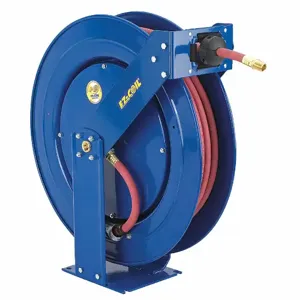 COXREELS EZ-TSH-3100 Spring Return Hose Reel, 100 ft. Length, 3/8 Inch I.D., 3/8 Inch MNPT, Brass, Blue | CF3KYK 260N33