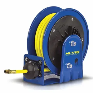 COXREELS LG-LP-320-HV Spring Return Hose Reel, 20 ft. Length, 3/8 Inch I.D., 3/8 Inch MNPT, Brass, Blue | CF3MGZ 60GW06