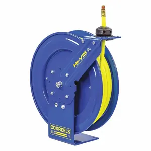 COXREELS P-LP-350-HV Spring Return Hose Reel, 50 ft. Length, 3/8 Inch I.D., 3/8 Inch MNPT, Brass, Blue | CF3KMT 60GW08