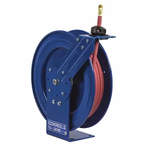 COXREELS P-LP-350 Spring Return Hose Reel, 50 ft. Length, 3/8 Inch I.D., 3/8 Inch MNPT, Brass, Blue | CF3KNH 135D23