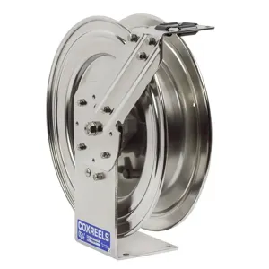 COXREELS P-LPL-350-SS Spring Return Hose Reel, 3/8 Inch Inner Dia., 50 Feet Length, Stainless Steel | CF3KPE