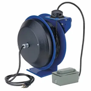 COXREELS PC13-5012-F Power Cord Reel, 50 Feet Length, 115V, 20A, Blue | AG6TPU 46V015