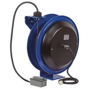 COXREELS PC19-7512-F Power Cord Reel, 75 Feet Length, 115V, 20A, Blue | AG6TPV 46V016