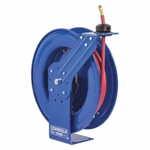 COXREELS SH-N-3100 Spring Return Hose Reel, 100 ft. Length, 3/8 Inch I.D., 3/8 Inch MNPT, Brass, Blue | CF3PBN 135D31