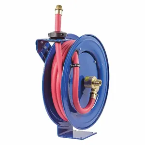 COXREELS SHF-N-525 Spring Return Hose Reel, 25 ft. Length, 3/4 Inch I.D., 3/4 Inch MNPT, Brass, Blue | CF3PCW 260N39