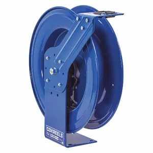 COXREELS SHL-N-450 Spring Return Hose Reel, 50 ft. Length, 1/2 Inch I.D., Brass, Blue, Single Pedestal | CF3PCK 29RD01