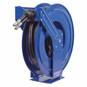 COXREELS TDMP-N-450 Dual Reel Spring Return Hose Reel, 50 ft. Hose Length, 1/2 Inch MNPT, Blue | CF3KUD 33N084