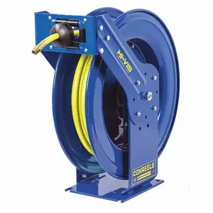 COXREELS TSH-N-375-HV Spring Return Hose Reel, 50 ft. Length, 3/8 Inch I.D., 3/8 Inch MNPT, Brass, Blue | CF3KTG 60GW18