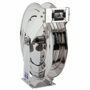 COXREELS TSHL-N-550-SS Spring Return Hose Reel, 50 ft. Length, 3/4 Inch I.D., Stainless Steel, Silver | CF3PEL 271F16