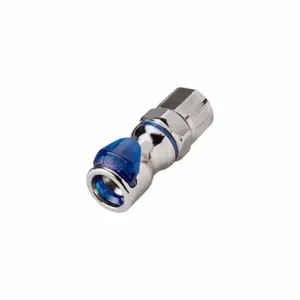 CPC LQ6D13008BLU Quick Disconnect, Chrome Ca360 Brass, Coupler x Ptf, Shut-Off, 2 29/32 Inch Length | CR2QNP 788CG1