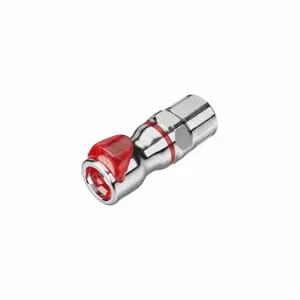 CPC LQ6D13008RED Quick Disconnect, Chrome Ca360 Brass, Coupler x Ptf, Shut-Off, 2 29/32 Inch Length | CR2QNQ 788CG2