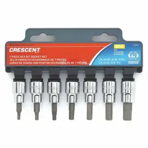 CRESCENT CBSS0N Drive Sae Hex Bit Socket Set, 7Pc, 3/8In | CR2RAQ 41WM10