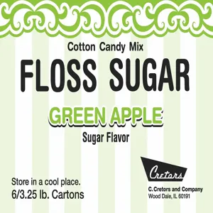 CRETORS 7409-GA Cotton Candy Mix, Flavor Green Apple, 3-1/4 Lbs, 6 Pk | CF2KPD 31EW29