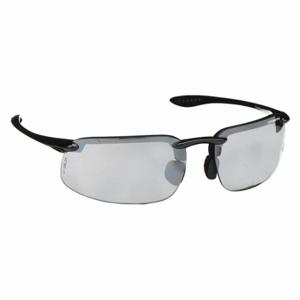 CROSSFIRE 2123 Safety Glasses, Wraparound Frame, Half-Frame, Gray Mirror, Black, Black, M Eyewear Size | CR2TFV 36VZ73