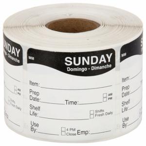 DAYMARK IT120156-7-SUN Food Safety Label, Black, Sunday, Removable Label, 500 Labels, 2 Inch Height, 2 Inch Wide | CR2WQC 800MX1