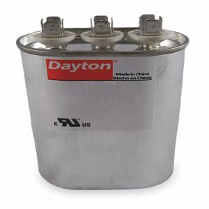 DAYTON 2MDX3 Motor Dual Run Capacitor, Oval, 370VAC, 15/5, 3 7/16 Inch Overall Height | CH6JHX