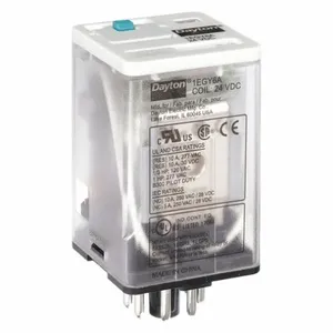 DAYTON 1EGY6 Relay Plug In Dpdt 24vdc Coil Volts | AA9PCN