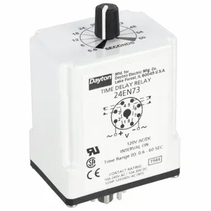 DAYTON 24EN73 Timer Relay 60 Second 8 Pin 10a Dpdt 120v | AF8AMW