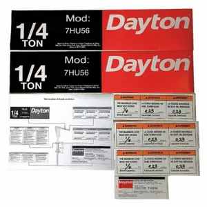 DAYTON 28CH75 Jib Crane Label Kit For Use With AF3LUT | AH2GXB