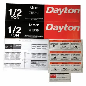 DAYTON 28CH77 Jib Crane Label Kit For Use With AF3LUV | AH2GXD