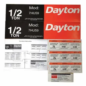 DAYTON 28CH78 Jib Crane Label Kit For Use With AF3LUW | AH2GXE