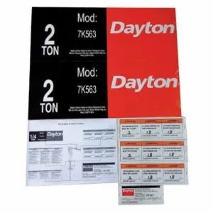 DAYTON 28CH97 Jib Crane Label Kit For Use With AF3NLN | AH2GXT