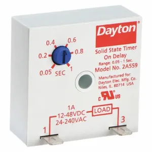 DAYTON 2A559 Encapsulated Timer Relay 1 Sec 2 Pin 1no | AB8WLF