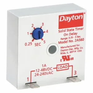 DAYTON 2A560 Encapsulated Timer Relay 5 Sec 2 Pin 1no | AB8WLG